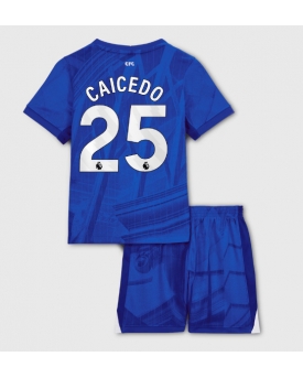 Billige Fotballdrakt Chelsea Moises Caicedo #25 Replika Hjemmedraktsett Barn 2025-26 Kortermet (med bukser)